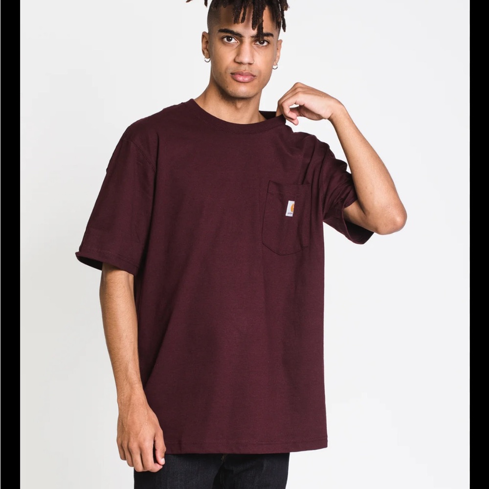 Carhartt Pocket Tee Crew Neck Short-sleeve Tee Shirt Size Small Maroon/Brown